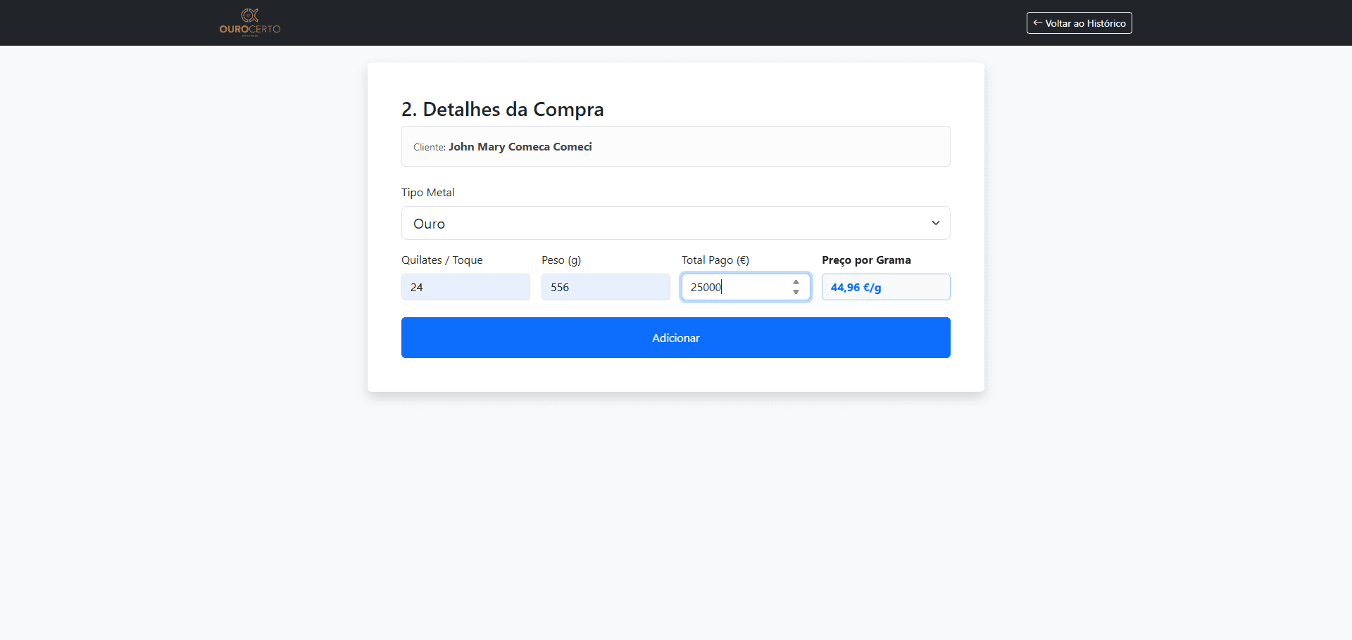 Ouro Certo - Gestão de Compra Offline - Mídia 5
