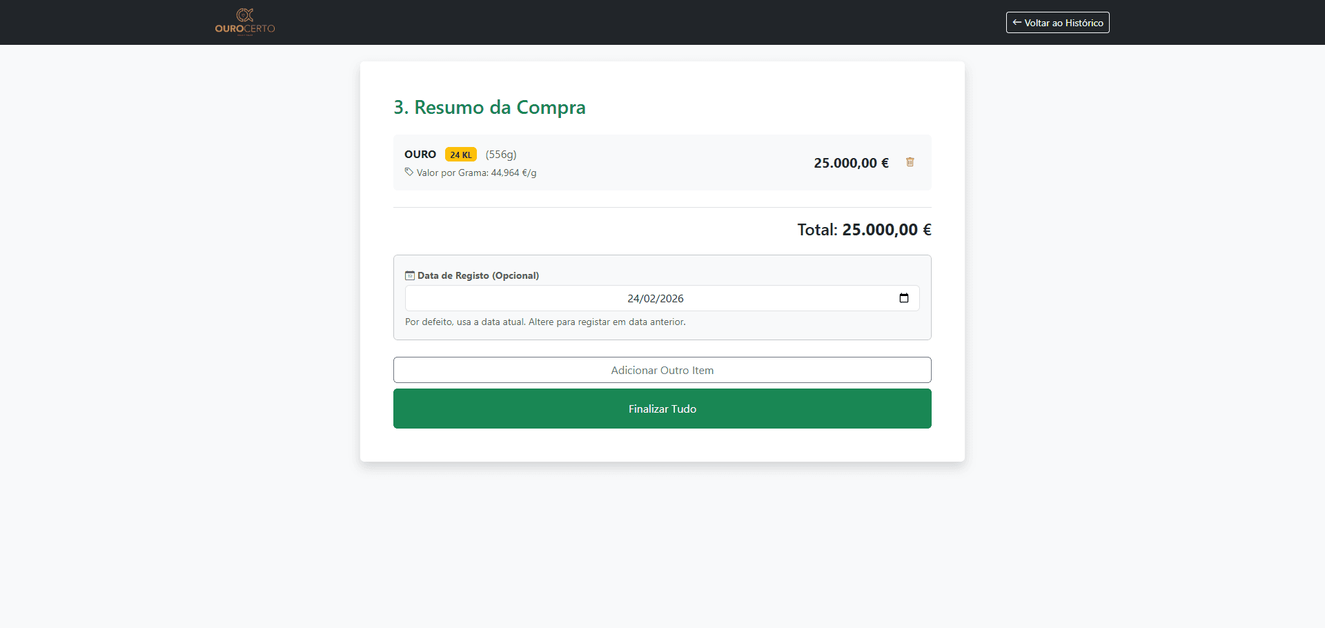 Ouro Certo - Gestão de Compra Offline - Mídia 6
